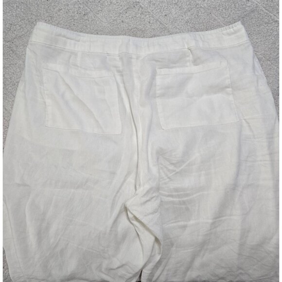 Chicos Womens White Pull On Pants Wide Leg Slash Pockets Linen Blend Size 16R - Picture 6 of 12